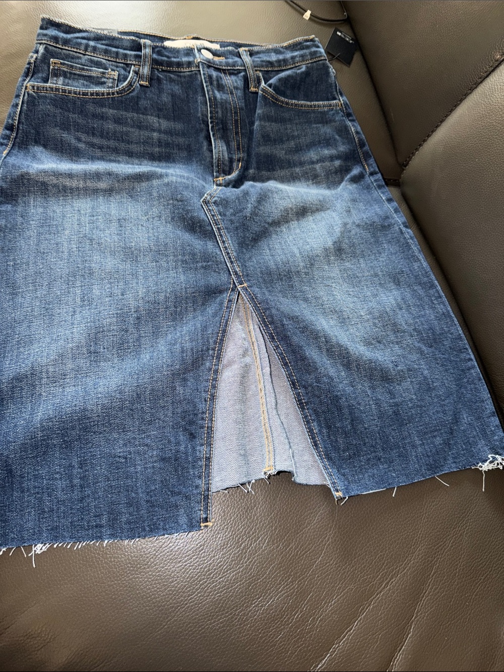 Joe's Jeans Dark Blue Denim Midi Skirt with Front Split